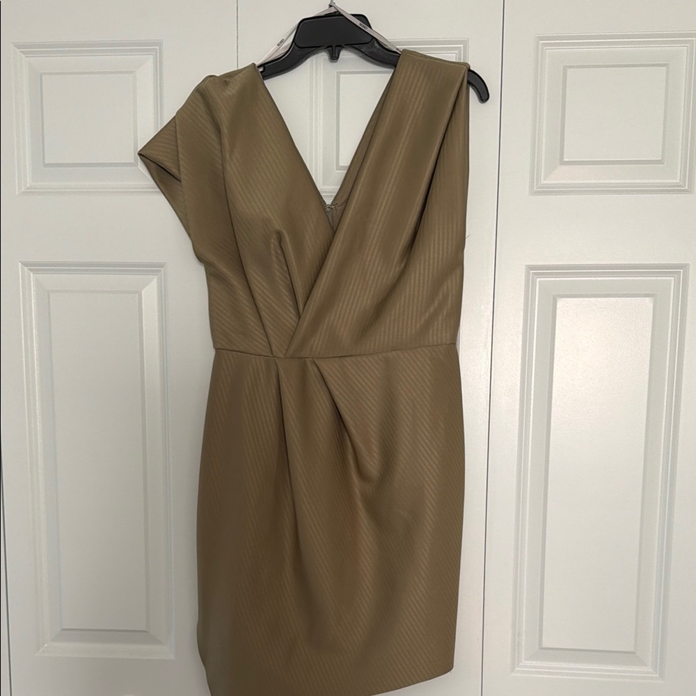 ASOS Olive Asymmetrical V-Neck Sheath Dress